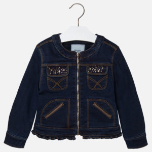Mayoral Girls Dark Blue Denim-Fleece Jacket